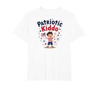 USA Kids Patriotic Kiddo American Flag Stars Fireworks T-Shirt, Men's Big and Tall, White, 2X Tall