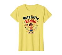 USA Kids Patriotic Kiddo American Flag Stars Fireworks T-Shirt, Women, Lemon, L