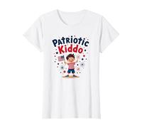 USA Kids Patriotic Kiddo American Flag Stars Fireworks T-Shirt, Women, White, 3XL