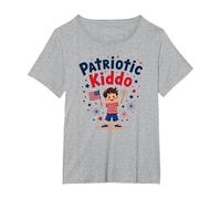 USA Kids Patriotic Kiddo American Flag Stars Fireworks T-Shirt, Women's Plus, Heather Grey, 3X