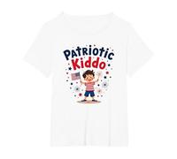USA Kids Patriotic Kiddo American Flag Stars Fireworks T-Shirt, Women's Plus, White, 6X