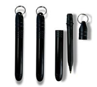 USA Made pocket pen 3 Pack with keychain Dokk, attaches to backpack, keys, lanyard-compact, affordable, lightweight, EDC black ink mini pen-waterproof, floats-carries small, writes big (Black)