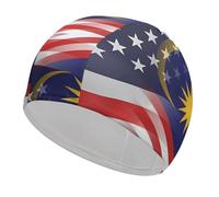 USA Malaysia Flags Funny Swim Cap Breathable Swimming Hat