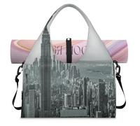 USA Manhattan Sunrise Sports Duffel Bag for Women Men USA Weekend Overnight Bag with Shoe Compartment Shoulder Tote Luggage Bag for Yoga Gym Travel