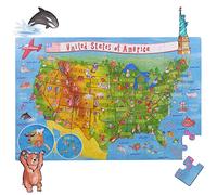 USA Map Big Floor Puzzle - 50pcs with Thick Jigsaw Puzzle Pieces, Table or Floor Puzzles for Kids Ages 3+ Years and Older (USA Puzzle)