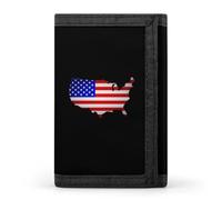 USA Map Flag Trifold Wallet for Men Classic Lightweight Credit Card Holder Tri Fold Purse with Zippered