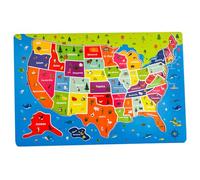 USA Map, Kids Puzzles, 45Pcs USA Map Jigsaw Puzzles Wooden Magnetic for Kids Ages 4-6, Red
