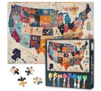 USA Map Puzzle 1000 Pieces Country Map Educational Puzzle Bright Colors Crafts Decompressing Challenging Puzzles Toys Gift for Family Activity Smooth Edges Easy to Assemble(27.5x19.7in)