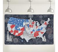 USA Map Wall Backdrop, Patriotic Red White Blue Vintage Decor, Independence Day Celebration Photography Background, Indoor/Outdoor Event Supplies 71x43 Inch