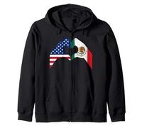 USA Mexico Heart Hands Mexican American Mexico City Pride Zip Hoodie