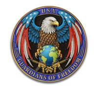 USA Military Challenge Coin with Eagle & Flag Design - Patriotic Armed Forces Gift for Veterans, Soldiers, Police - Guardians of Freedom & Power and Peace Theme