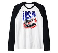 USA Military Fighter Jet Aircraft 5th Gen Modern American Raglan Baseball Tee