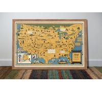 USA Native American Indian Tribes Map - 16x24 inches - 1944 Unframed Pictorial Map Wall Poster, Wall Art Decor, Vintage Decorations - Indian People in America - Gift for Men, Women, Teachers
