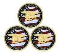 USA Navy Military Challenge Coins Sea Land Air Seals Team Souvenir Coin (Pack of 3)