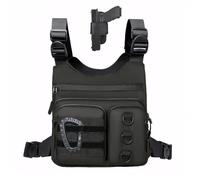 USA Original Patent Outdoor Sports Chest Bag for Men Women, Large Capacity Running Vest Rig with Water Bottle Pocket, Comfort Hands Freely EDC Chest Pack for Hiking,Cycling,Travelling (Black)