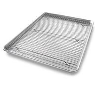 USA PAN Bakeware Extra Large Sheet Baking Pan and Bakeable Nonstick Cooling Rack Set, XL, Steel, Metal