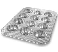 USA Pan Bakeware Mini Fluted Cupcake Pan, 12 Well, Nonstick & Quick Release Coating, Made in The USA from Aluminized Steel