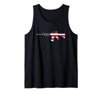 USA Patriotic AR-15 Rifle with American Flag Overlay Design Tank Top