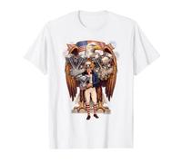 USA Patriotic Eagle Shovelhead Panhead Knucklehead Engines Value Graphic T-Shirt, Men, White, S