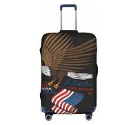 Usa Patriotic Eagle With American Flag Print Travel Elastic Suitcase Luggage Baggage Cover Protector, Washable And Anti-Scratch, White, M