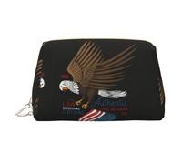 USA Patriotic Eagle with American Flag Printed Hand-held Zipper Cosmetic Bag Large Travel Toiletry Bag Suitable for Home and Travel