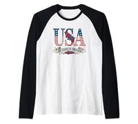 USA Patriotic Fourth of July 1776 Anniversary Raglan Baseball Tee