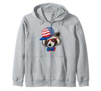 USA Patriotic Raccoon 4th Of July Independence Day Zip Hoodie
