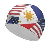 USA Philippine Flag Funny Swim Cap Breathable Swimming Hat
