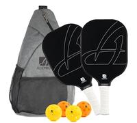 USA Pickleball Approved Pro Graphite Pickleball Paddle Set - Lightweight Carbon Fiber Face with Honeycomb Core for Enhanced Control and Power - Includes 2 Paddles, 4 Balls, and Carry Bag