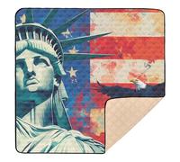 USA Presidents Day American Flag Lady Liberty_2 Large Stylish Baby Playmat for Indoor Outdoor Lightweight Activity Gym Mat for Babies Infants Toddlers, 50'' x 50''