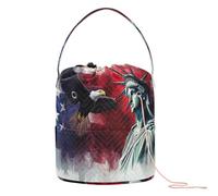 Usa Presidents Day Flag & Lady Liberty Crochet Bag Bags For Crocheting with Holes Crochet Tote for Needle Holder Crocheting Accessories