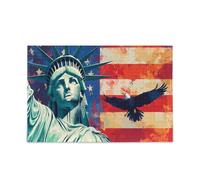 USA Presidents Day Flag & Lady Liberty Wooden Jigsaw Puzzle for Adults Unique Difficult and Challenge 500 Piecing