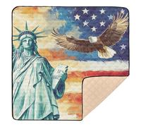 USA Presidents Day Lady Liberty American Flag_4 Cute Foldable Baby Playmat for Indoor Outdoor Lightweight Padded Play Mat for Babies Infants Toddlers, 50'' x 50''