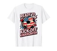 USA Ready KICK Off Kindergarten School Soccer Hello First Value Graphic T-Shirt, Men, White, L