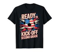 USA Ready to KICK-Off Second Grade Crush Soccer US Flag Value Graphic T-Shirt, Men, Black, S