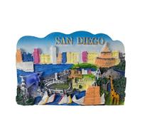 USA San Diego Fridge Magnet - Skyline, Zoo with Giraffe and Dolphin - 3D Souvenir Magnet - Collectible Magnetic Decoration - Travel Gift Idea Collection L70