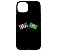 USA Saudi Arabia Crossed Flags American Saudi Arabian Jersey Case for iPhone 15 Plus