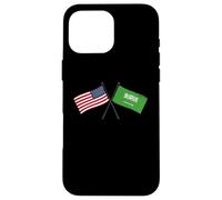 USA Saudi Arabia Crossed Flags American Saudi Arabian Jersey Case for iPhone 16 Pro Max