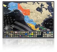 USA Scratch Map with States Flags - North America Scratch Map to Track Travel - Made in Europe - 16.54 x 11.7 In