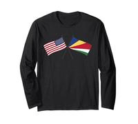 USA Seychelles Crossed Flags American Seychellois Roots Long Sleeve T-Shirt