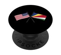 USA Seychelles Crossed Flags American Seychellois Roots PopSockets Adhesive PopGrip