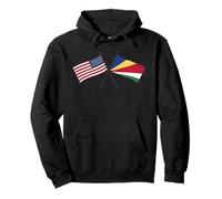 USA Seychelles Crossed Flags American Seychellois Roots Pullover Hoodie
