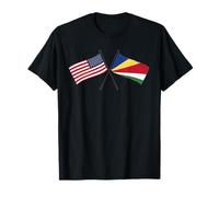 USA Seychelles Crossed Flags American Seychellois Roots T-Shirt