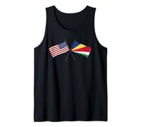 USA Seychelles Crossed Flags American Seychellois Roots Tank Top