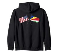 USA Seychelles Crossed Flags American Seychellois Roots Zip Hoodie