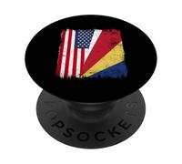 USA Seychelles Half Flag American Seychellois Pride PopSockets Adhesive PopGrip