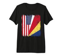 USA Seychelles Half Flag American Seychellois Pride Premium T-Shirt