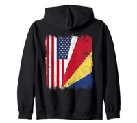 USA Seychelles Half Flag American Seychellois Pride Zip Hoodie