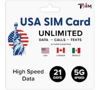 USA SIM Card 21 Days for Travel! Unlimited Data, Calls & Texts in USA, Canada & Mexico. Prepaid SIM Card for Tourists.
