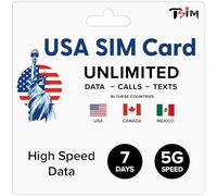 USA SIM Card 7 Days for Travel! Unlimited Data, Calls & Texts in USA, Canada & Mexico. Prepaid SIM Card for Tourists.